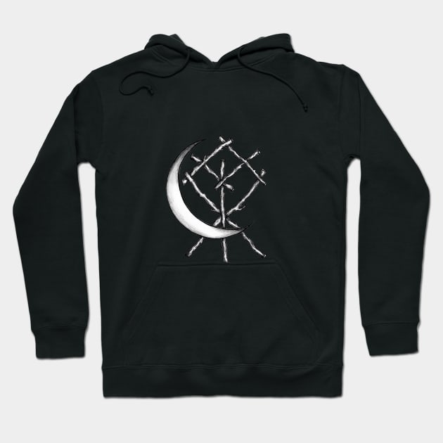 Crescent Moon Rune Binding Hoodie by NicoleWhelan